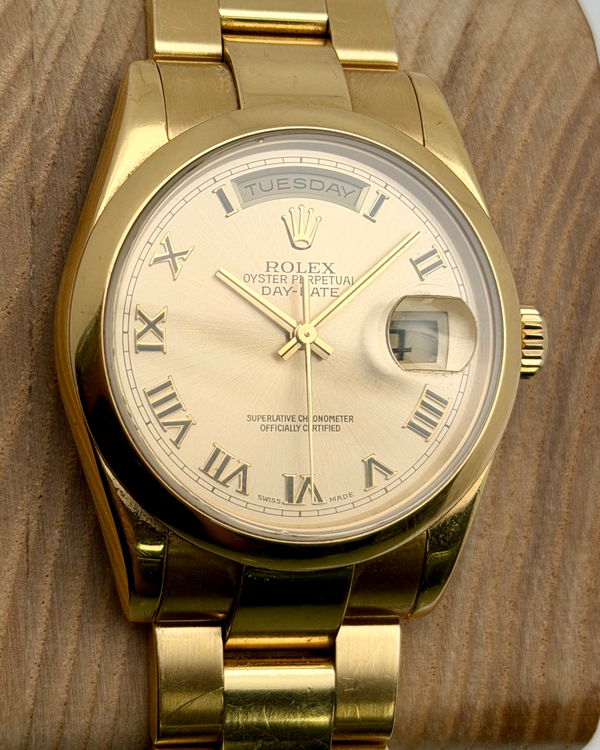 2000 Rolex Day-Date 36MM Champagne Dial Yellow Gold Oyster Bracelet (118208)