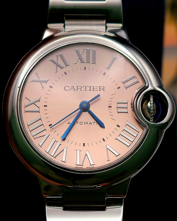 2024 Cartier Ballon Bleu 33MM Pink Dial Steel Bracelet (WSBB0068)