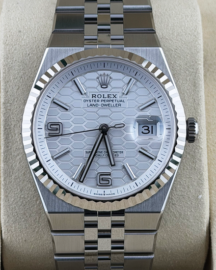 2026 Rolex Land-Dweller 40MM White "Honeycomb" Dial Flat Jubilee Bracelet (127334)