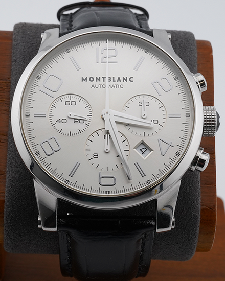 No Reserve - Montblanc Timewalker 43MM Silver Dial Aftermarket Leather Strap (7069)