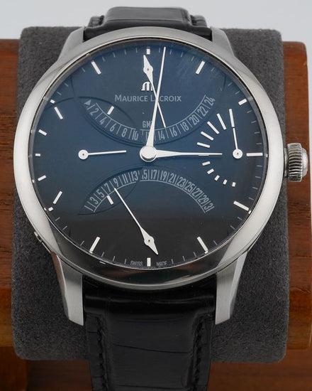No Reserve - Maurice Lacroix Masterpiece Double Rétrograde 43MM Black Dial Leather Strap (MP6518)