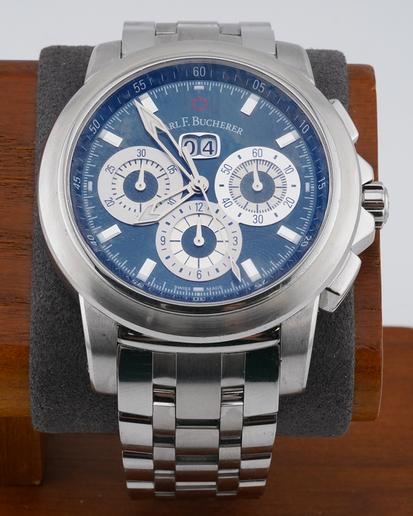 No Reserve - Carl F. Bucherer Patravi Chronodate 44MM Blue Dial Steel Bracelet (00.10624.08.53.21)