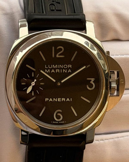 2008 Panerai Luminor Marina Base 44MM Black Dial Rubber Strap (PAM00111)