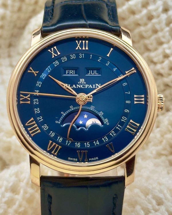 2024 Blancpain Villeret Quantième Complet 40MM Blue Dial Leather Strap (6654-3640-55B)