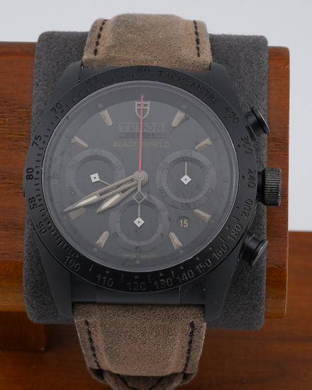 No Reserve - Tudor Fastrider Black Shield 42MM Black Dial Leather Strap (42000CN)