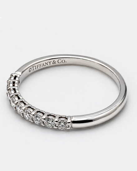 Tiffany Accessories Half Circle Ring 2MM Size 7.75 Platinum/Diamonds (Ring)