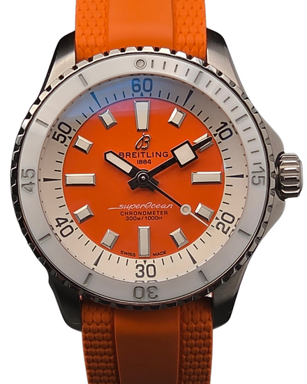 Breitling Superocean 36MM Orange Dial Rubber Strap (A17377)