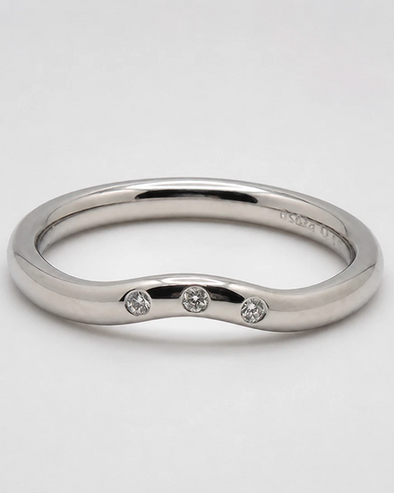 Tiffany Accessories Elsa Peretti 2.2MM Platinum 3 Diamond Curved Wedding Band Ring (Ring)