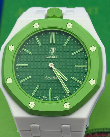 No Reserve - 2026 Audemars Piguet Royal Pop AP x Swatch "Green Eight" 40MM Green Dial Aftermarket Rubber Strap (SSX03G100N)