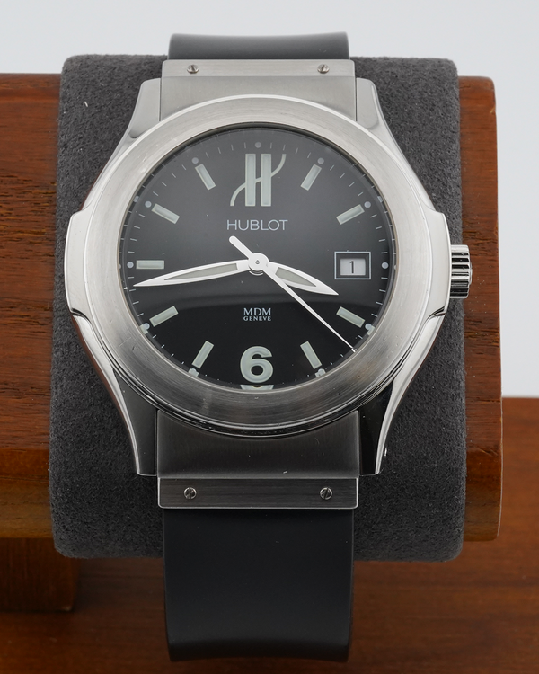 No Reserve - Hublot Classic MDM 41MM Black Dial Rubber Strap (1910.1)