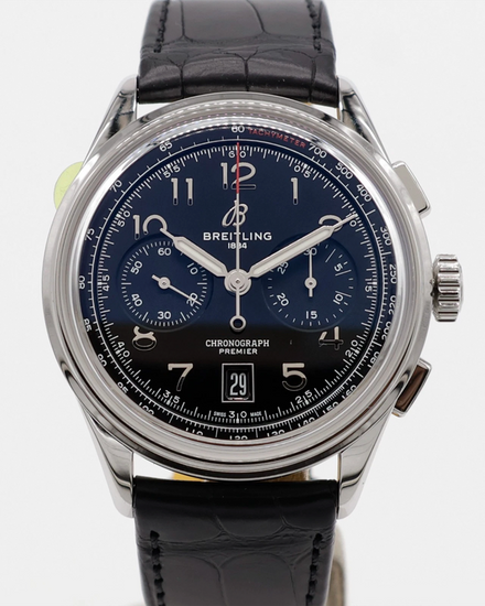 2026 Breitling Premier B01 Chronograph 42MM Black Dial Leather Strap (AB0145221B1P2)