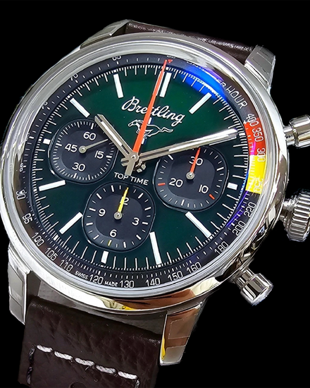 2025 Breitling Top Time B01 "Ford Mustang" 41MM Green Dial Leather Strap (AB01762A1L1X1)