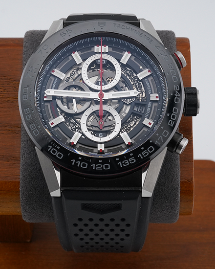 No Reserve - 2019 Tag Heuer Carrera 45MM Skeleton Dial Rubber Strap (CAR2A1Z-0)