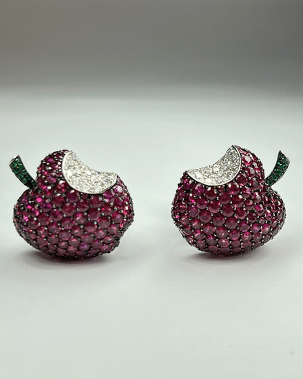 De Grisogono Accessories Apple Earings 25MM White Gold/Diamonds (15410/02)