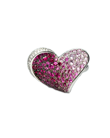 Chopard Happy Hearts 51 16.2MM White Gold Diamonds/Rubbies Sapphire Ring (824299-1308)