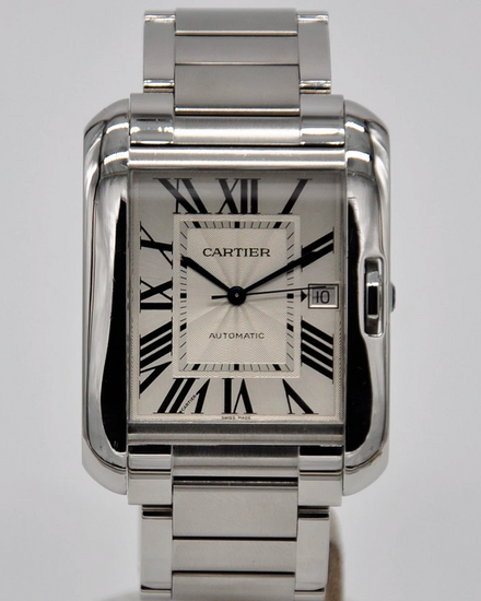 Cartier Tank Anglaise 47MM Silver Dial Steel Bracelet (W5310008)