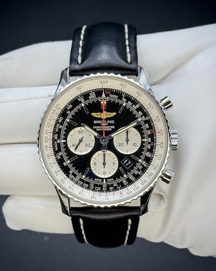 No Reserve - 2016 Breitling Navitimer Chronograph 46MM Black Dial Leather Strap (AB012721/BD09)