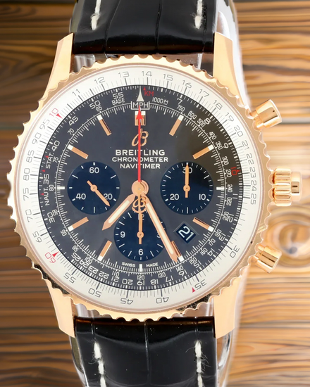 No Reserve - 2021 Breitling Navitimer Rattrapante B03 Chronograph 45MM Grey Dial Leather Strap (RB0311)