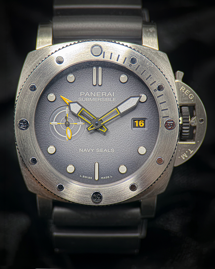 2022 Panerai Submersible GMT "Navy SEALs" L.E. 44MM Grey Dial Rubber Strap (PAM01323)