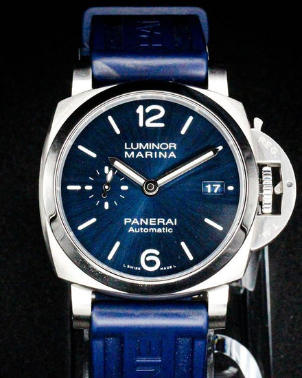 No Reserve - 2021 Panerai Luminor Marina 1950 42MM Blue Dial Rubber Strap (PAM01393)