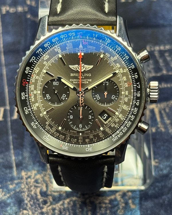 2016 Breitling Navitimer 01 "Stratos Gray" Chronograph L.E. 43MM Grey Dial Leather Strap (AB012124/F569)
