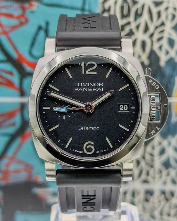 2024 Panerai Luminor Quaranta BiTempo 40MM Black Dial Rubber Strap (PAM01365)