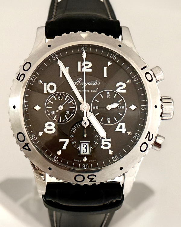 Breguet Type XXI "Transatlantique" 42MM Grey Dial Leather Strap (3810)