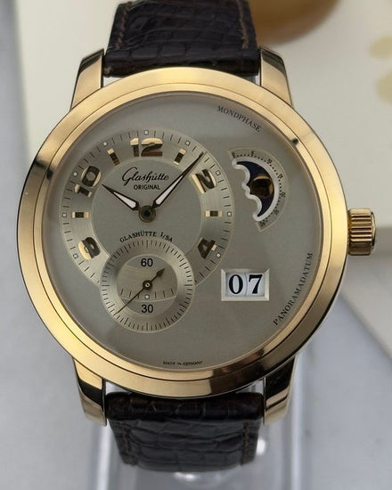 2007 Glashütte Original PanoMaticLunar 40MM Silver Dial Leather Strap (90-02-31-11-04)