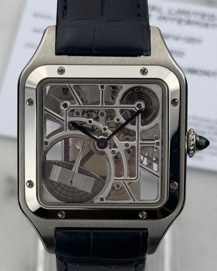 Cartier Santos Dumont 31.4MM Skeleton Dial Leather Strap (WHSA0032)