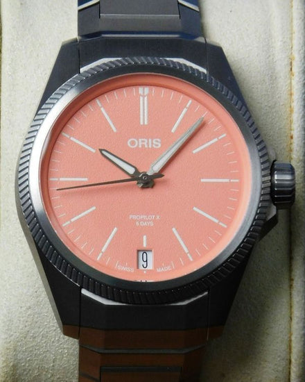 No Reserve - Oris ProPilot X Calibre 400 39MM Pink Dial Titanium Bracelet (01 400 7778 7158)
