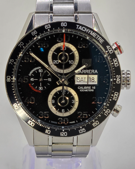 TAG Heuer Carrera Calibre 16 43MM Black Dial Steel Bracelet (CV2A10)