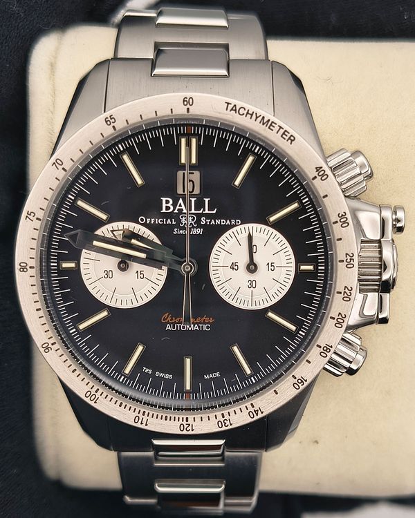 Ball Engineer Hydrocarbon Racer Chronograph 43MM Black Dial Steel Bracelet (CM2198C-S2CJ-BK)