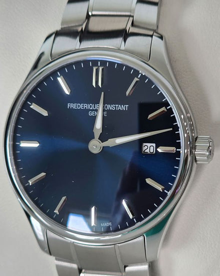 No Reserve - 2020 Frederique Constant Classics 40MM Quartz Blue Dial Steel Bracelet ( FC-220NS5B6B)