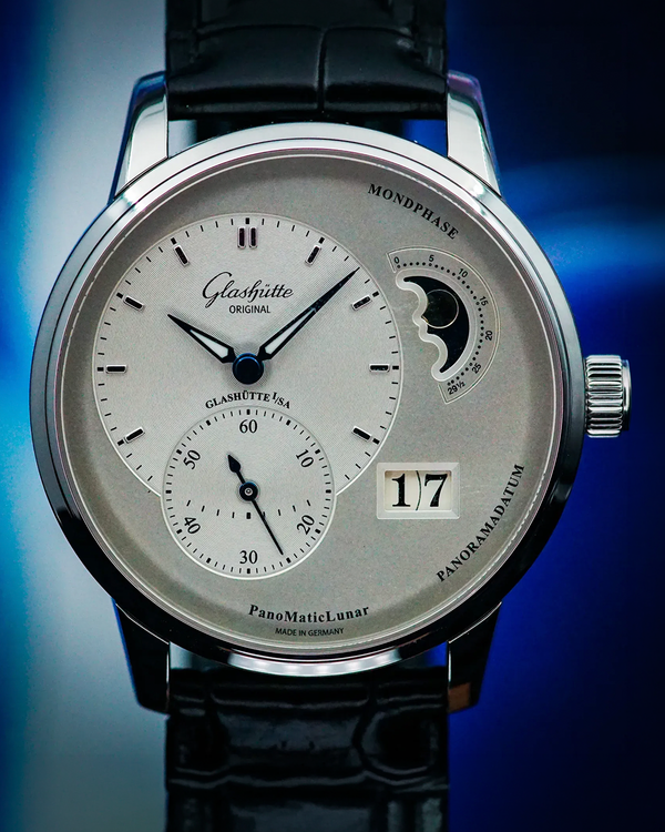 2020 Glashütte Original PanoMaticLunar 40MM Silver Dial Leather Strap (1-90-02-42-32-05)