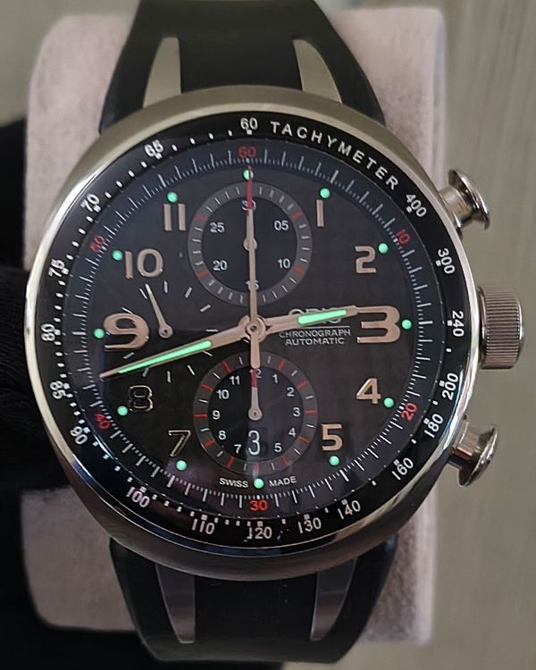 Oris TT3 Chronograph 42.5MM Black Dial Rubber Strap (674 7587 7264-RS)