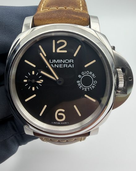 Panerai Luminor 8 Giorni 44MM Black Dial Leather Strap (PAM00590)