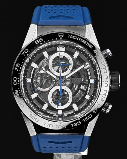 2017 TAG Heuer Carrera “Blue Torch” 43MM Skeleton Dial Rubber Strap (CAR2A1T.FT6052)