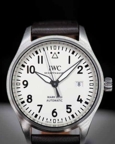 2020 IWC Schaffhausen Pilot Mark XVIII 40MM White Dial Leather Strap (IW327012)