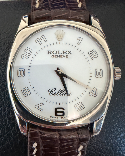 No Reserve - Rolex Cellini Danaos 33MM White Dial Aftermarket Leather Strap (4233)