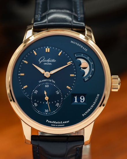2026 Glashütte Original PanoMaticLunar 40MM Blue Dial Leather Strap (1-90-02-11-35-61)
