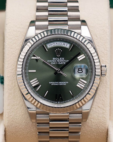2022 Rolex Day-Date 40MM Green Dial White Gold President Bracelet (228239)