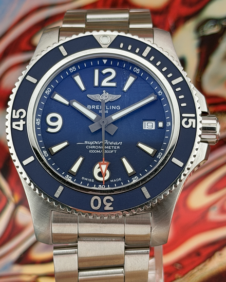 No Reserve - 2019 Breitling Superocean 44MM Blue Dial Steel Bracelet (A17367D81C1A1)