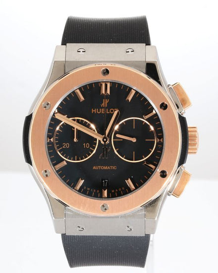 No Reserve - Hublot Classic Fusion Chronograph 45MM Black Dial Rubber Strap (521.NO.1181.LR)