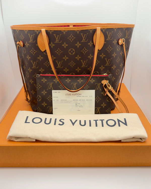 No Reserve - 2016 Louis Vuitton Neverfull MM Tote Bag 12.6 × 11.4 × 6.7IN Canvas Gold-Tone Hardware Double Leather Handles (M46987)
