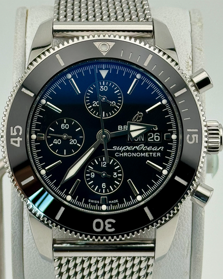 No Reserve - 2018 Breitling Superocean Heritage II Chronograph 44MM Black Dial Steel Bracelet (A13313)