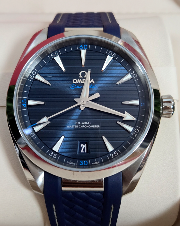 No Reserve - 2022 Omega Seamaster Aqua Terra 150MM 41MM Blue Dial Rubber Strap (220.12.41.21.03.001)