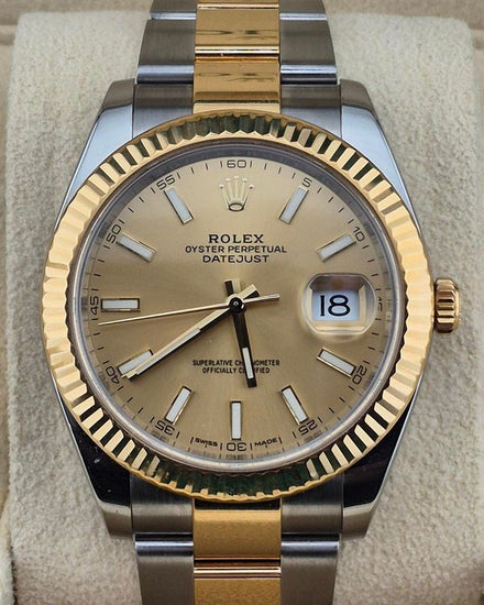 No Reserve - 2017 Rolex Datejust 41MM Champagne Dial Two-Tone Oyster Bracelet (126333)