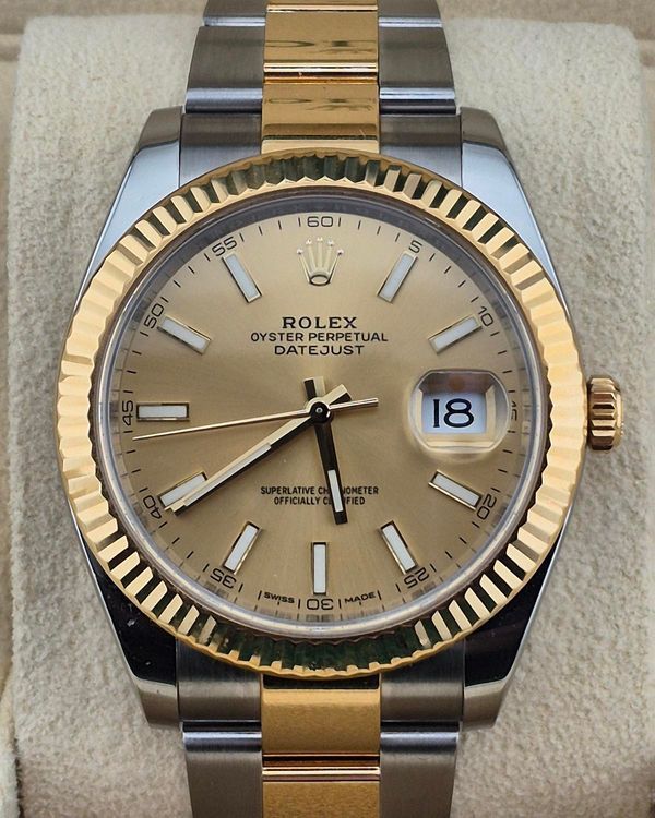 No Reserve - 2017 Rolex Datejust 41MM Champagne Dial Two-Tone Oyster Bracelet (126333)