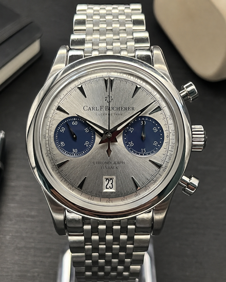 No Reserve - Carl F. Bucherer Manero Flyback 40MM Silver Dial Steel Bracelet (00.10927.08.13.23)