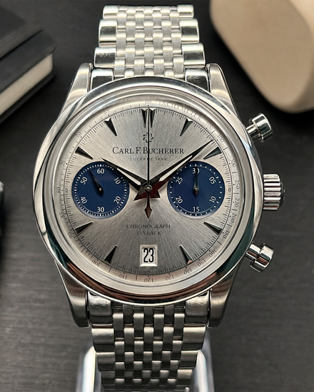 No Reserve - Carl F. Bucherer Manero Flyback 40MM Silver Dial Steel Bracelet (00.10927.08.13.23)